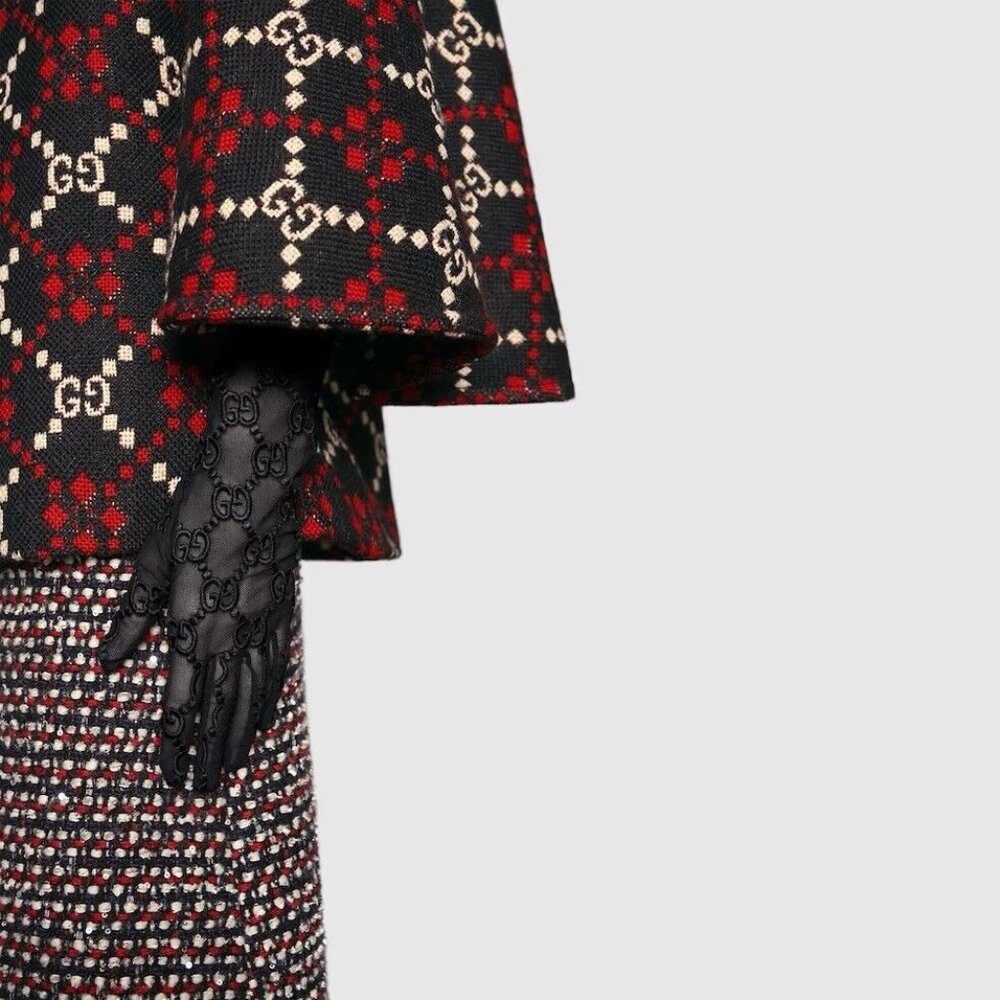 NWT GUCCI GLOVES TULLE LACE GG BLACK Sz 6.5 S - Picture 2 of 8